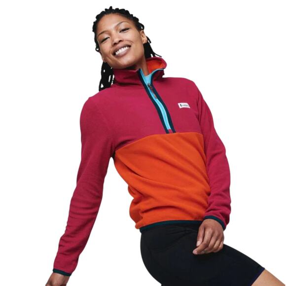 Cotopaxi Raspberry Pink Canyon Orange Amado Quarter Zip Fleece Pullover - Picture 1 of 12